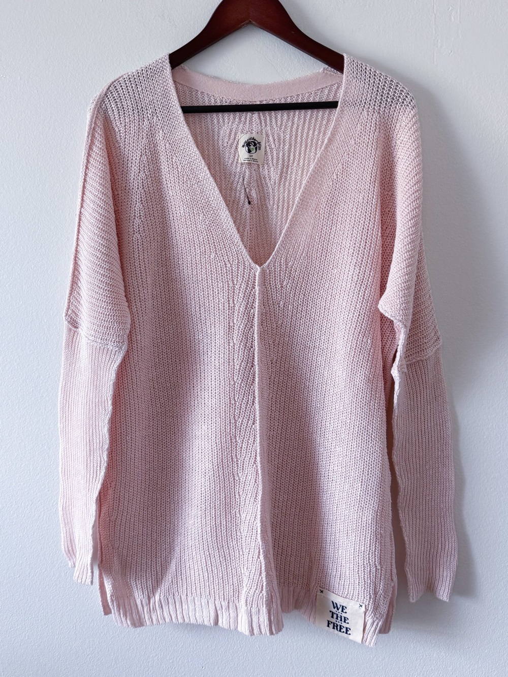 NWOT We The Free Jamie Linen V-Neck Sweater in Starfish Size Small